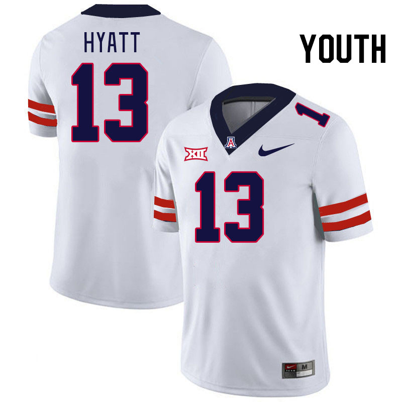 Youth #13 Devin Hyatt Arizona Wildcats Big 12 Conference College Football Jerseys Stitched-White